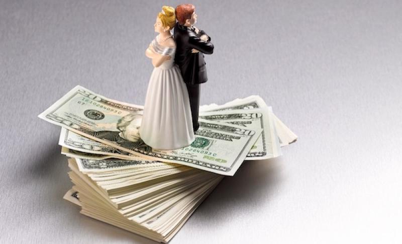 Bride and Groom Cake Toppers Standing on Money